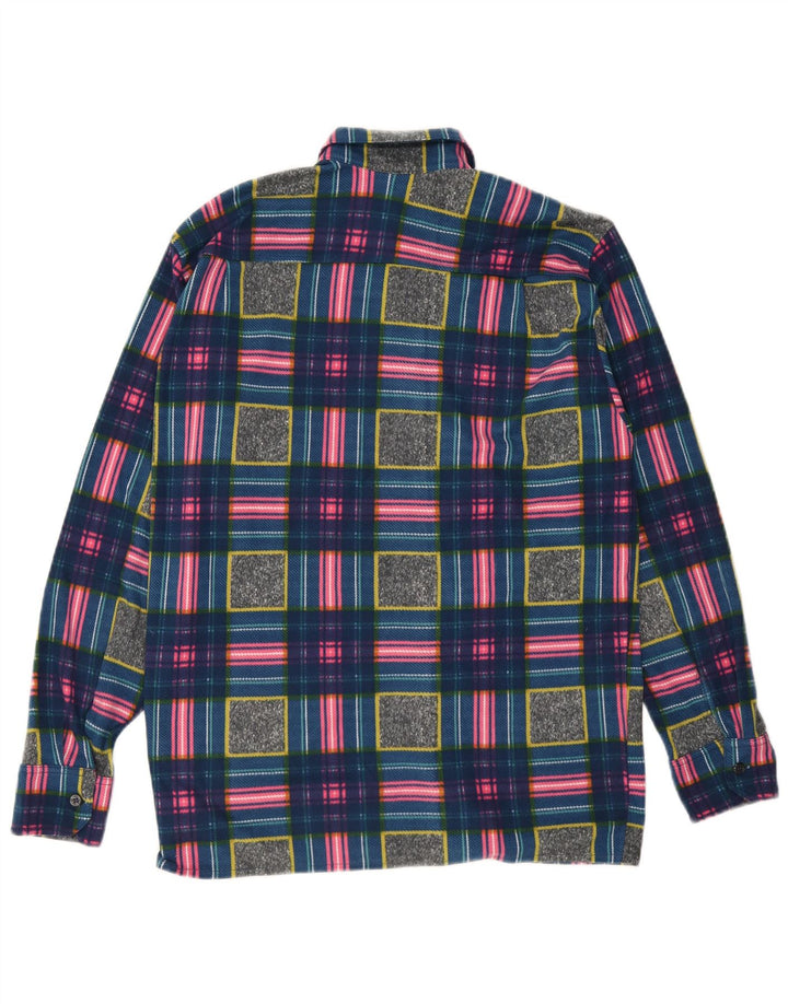 Vintage hombres polar camisa mediana multicolor poliéster geométrico