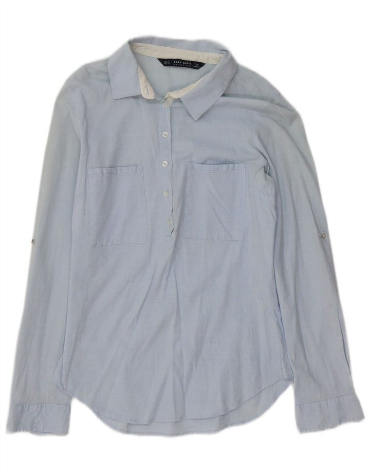 Zara Mujer Jersey Camisa UK 10 Small Azul