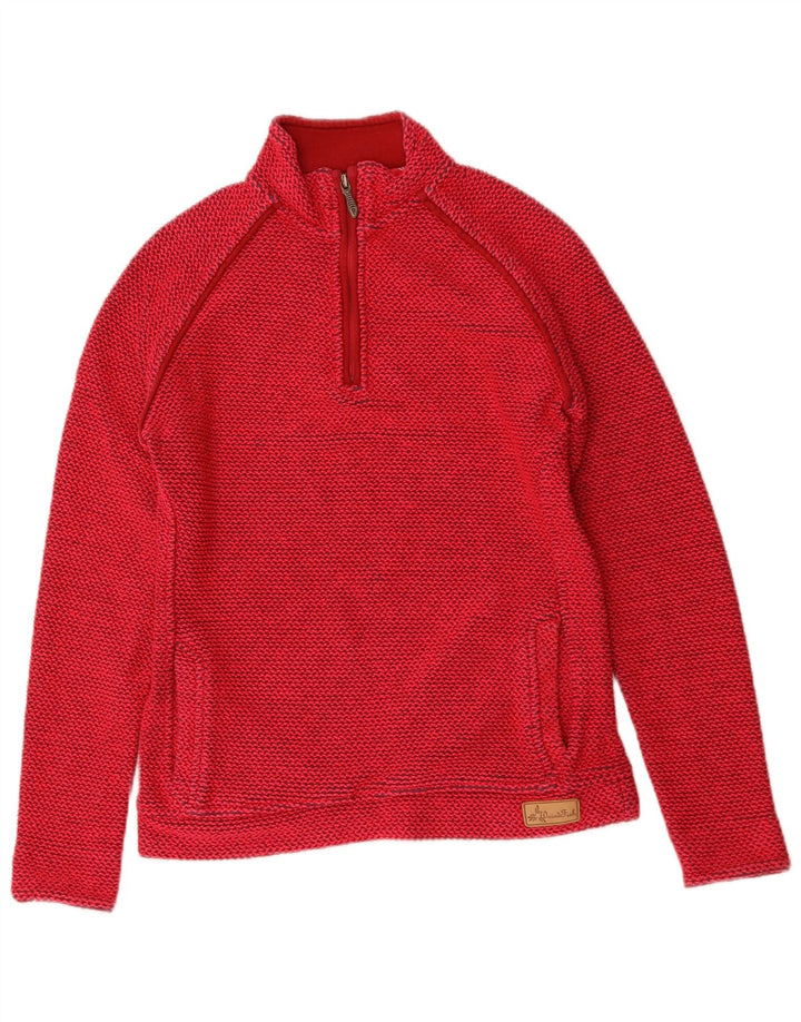 WEIRD FISH Sudadera con cuello y cremallera para mujer, talla 40, talla M, color rojo
