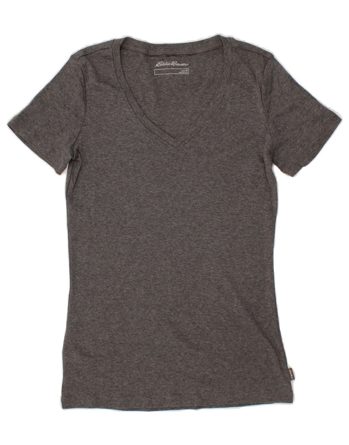 EDDIE BAUER Womens T-Shirt Top UK 12 Medium Grey Flecked Cotton Vintage Eddie Bauer and Second-Hand Eddie Bauer from Messina Hembry 
