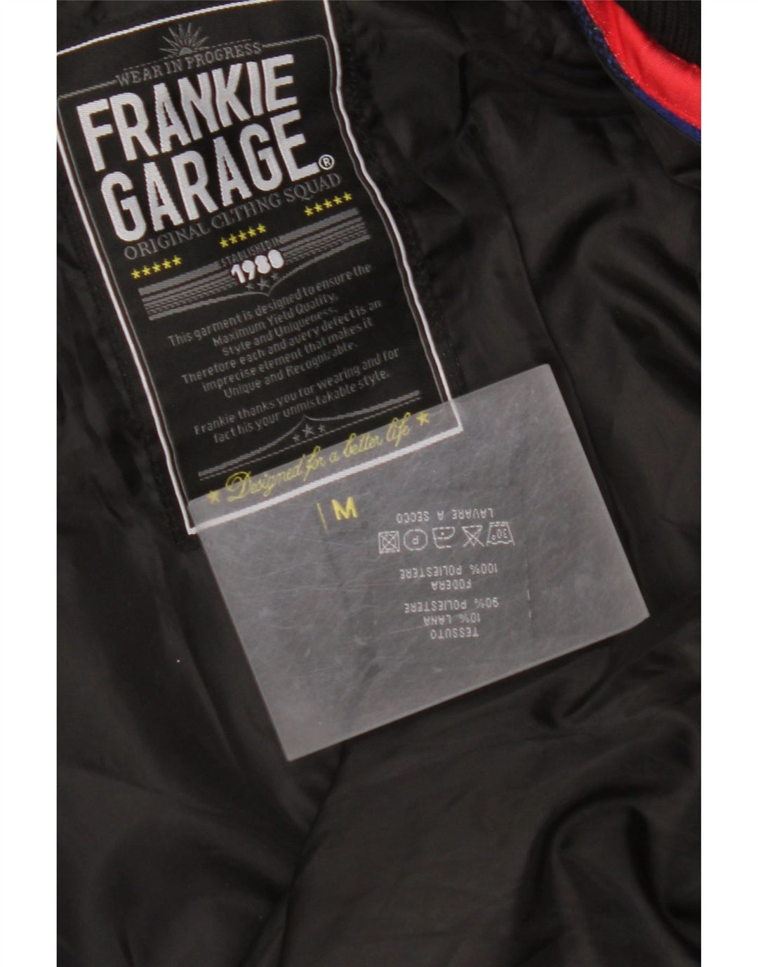 FRANKIE GARAGE Chaqueta bomber para hombre UK 38 Azul medio Poliéster a cuadros