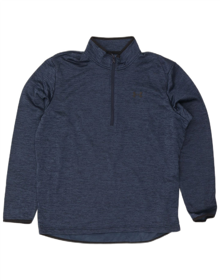 Under Armour Hombre Zip Neck Jersey Chándal Top Grande Azul Marino Moteado
