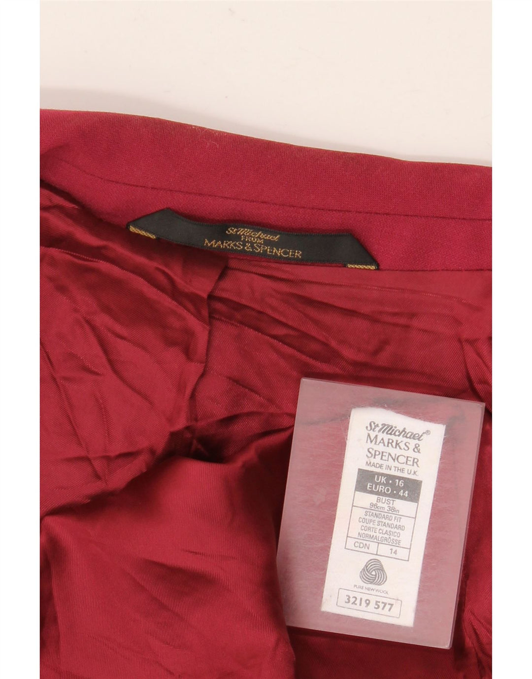 Marks & Spencer Chaqueta tipo blazer de ajuste estándar para mujer UK 46 Large Borgoña