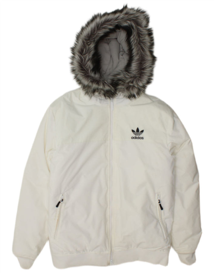 Adidas Chaqueta Bomber Acolchada Con Capucha Para Hombre UK 38 Medium White Nylon