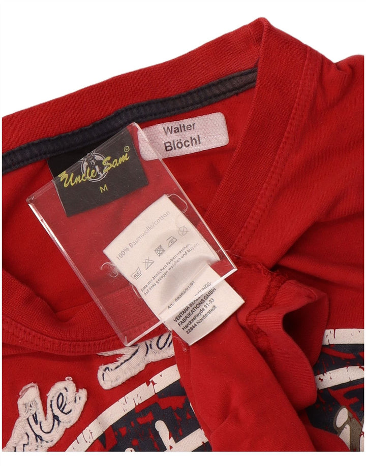Tío Sam Camiseta gráfica para hombre Top Algodón rojo mediano