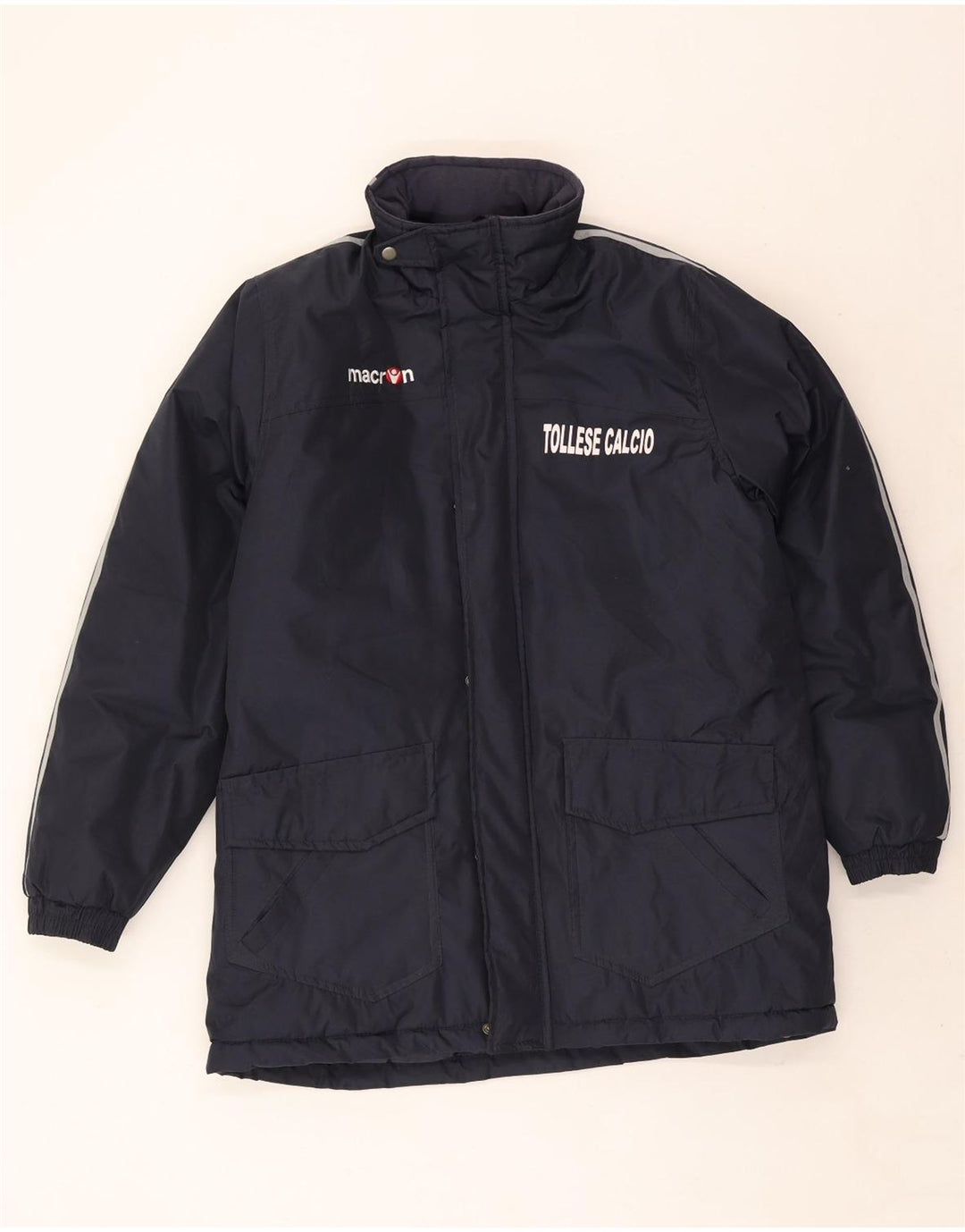 Macron Chaqueta acolchada con capucha y gráfico para hombre UK 40 Large Poliéster azul marino