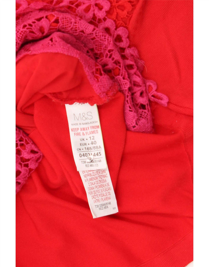 Marks & Spencer Blusa de encaje para mujer Top UK 42 Poliéster floral rojo mediano