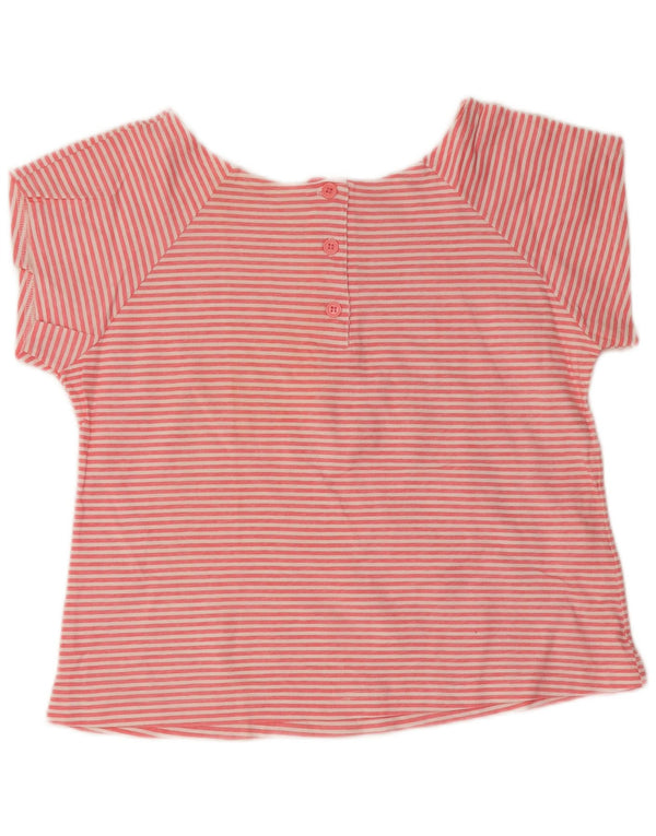 Vintage mujer camiseta Top Reino Unido 10 pequeño algodón de rayas rosas