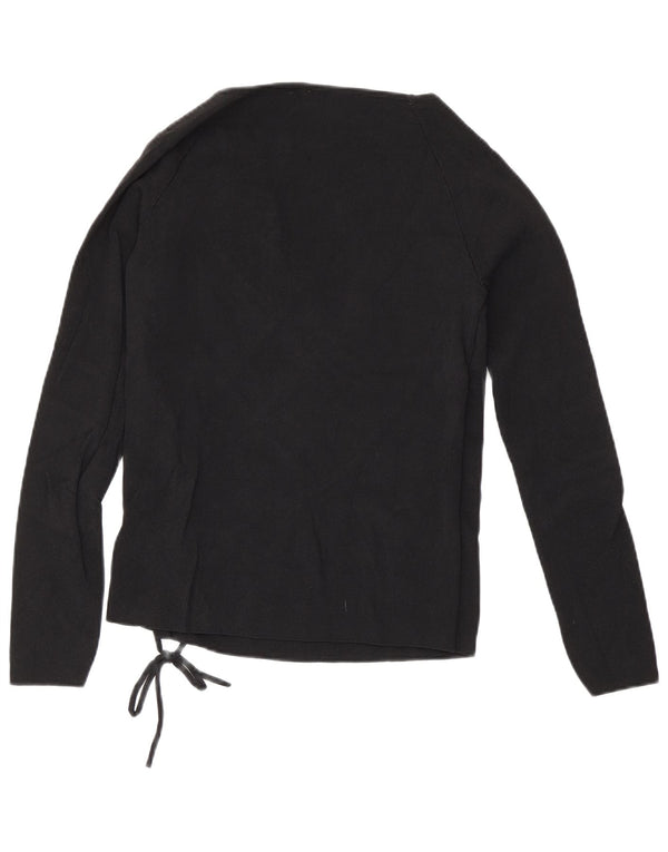 Zara Mujer Top Manga Larga UK 44 Large Viscosa Negra