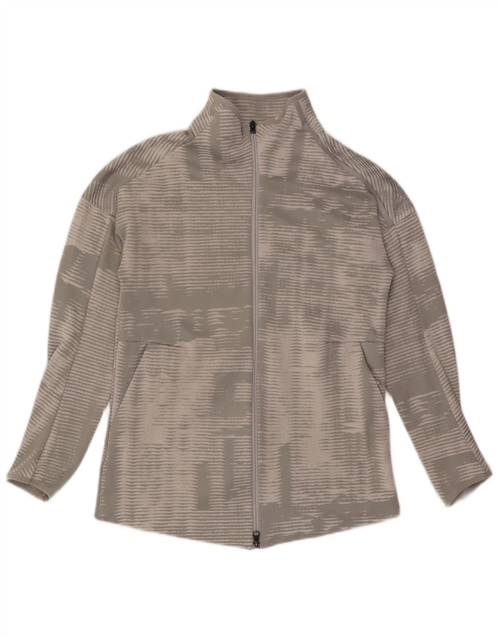 ADIDAS Chaqueta de chándal para mujer UK 12/14 Poliéster a rayas gris medio