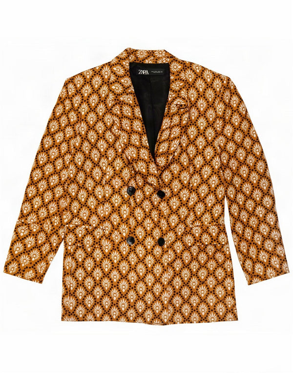 Chaqueta tipo blazer con doble botonadura de Zara para mujer UK 40 XL Marrón Geométrico