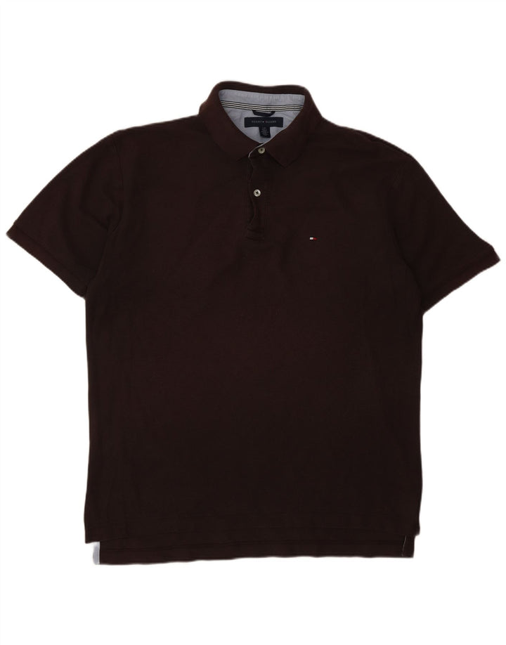 TOMMY HILFIGER Polo para hombre grande de algodón marrón