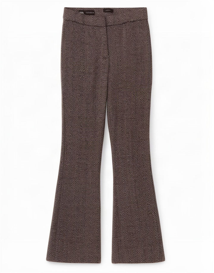 Zara Mujer Pantalón Casual Bootcut Pequeño W26 L29 Gris Chevron Poliéster