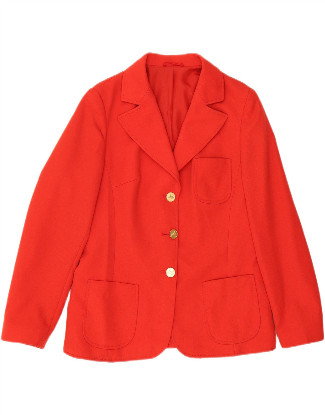 RAVENS Womens 3 Button Blazer Jacket EU 42 Large Red Virgin Wool Vintage Ravens and Second-Hand Ravens from Messina Hembry 