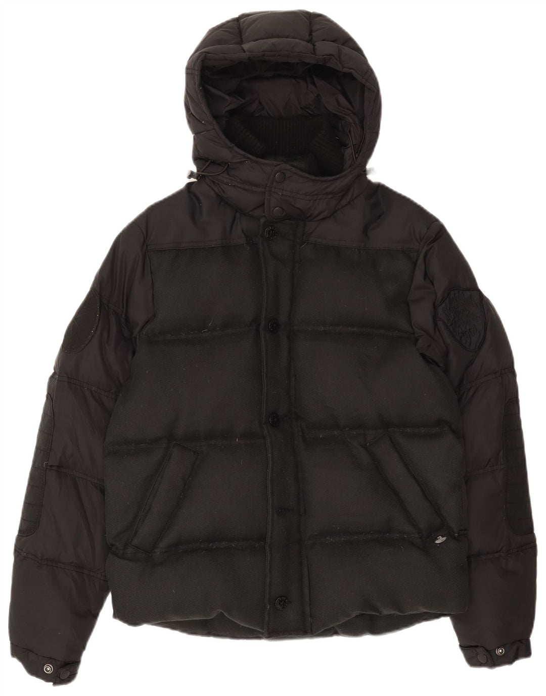 Scotch & Soda Chaqueta acolchada con capucha para hombre, talla 38, nailon negro mediano