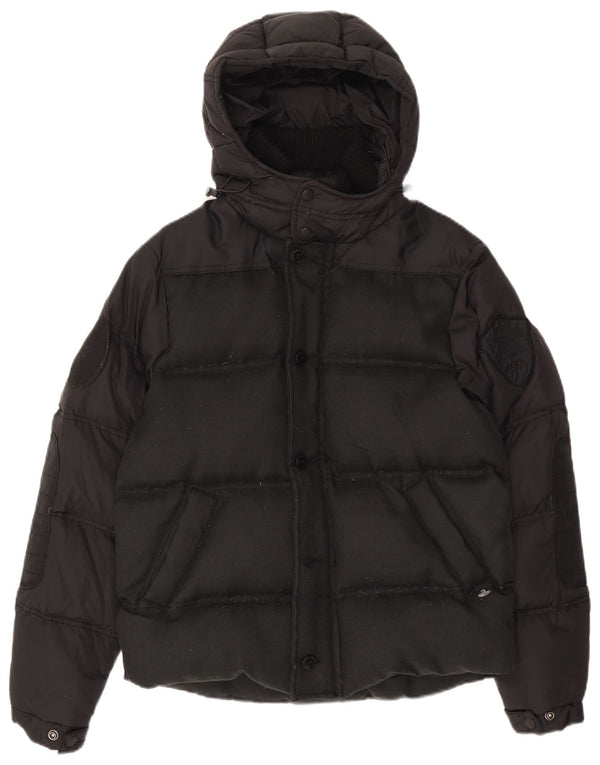 Scotch & Soda Chaqueta acolchada con capucha para hombre, talla 38, nailon negro mediano