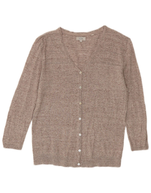 Fat Face Cárdigan de manga 3/4 para mujer UK 6 XS Algodón moteado beige