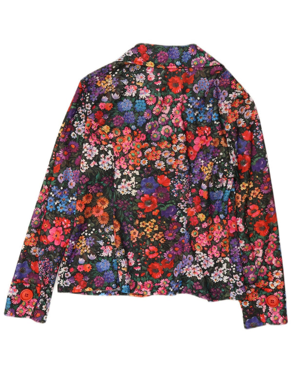 Vintage mujer 3 botones Blazer chaqueta Reino Unido 14 medio multicolor floral
