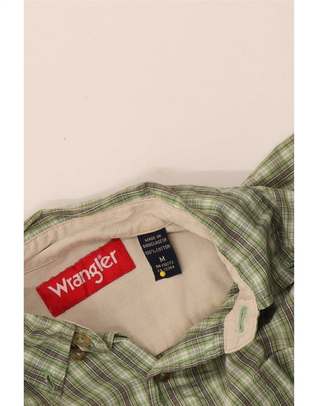 Wrangler Hombre Camisa De Manga Corta De Algodón A Cuadros Verde Medio