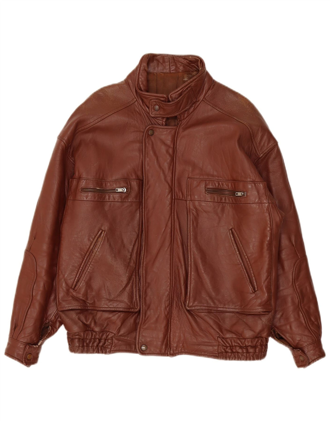 Vintage hombres chaqueta de cuero Reino Unido 40 grande borgoña
