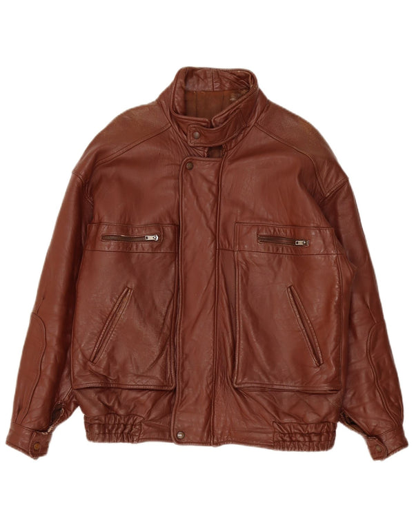 Vintage hombres chaqueta de cuero Reino Unido 40 grande borgoña