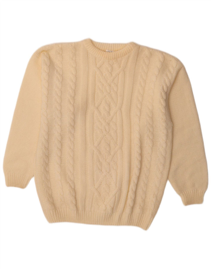 Angelo Muroni Jersey De Cuello Redondo Para Hombre Grande Blanco Roto Poliacrílico