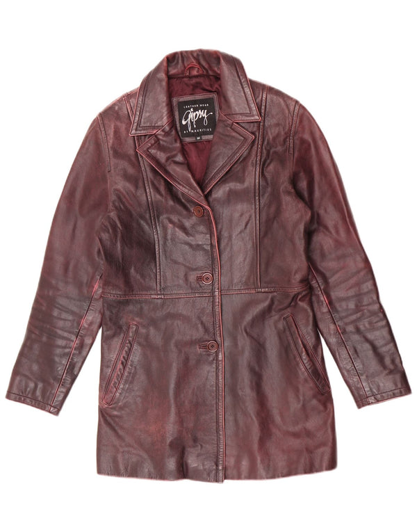 Gipsy by Mauritius Abrigo de cuero para mujer UK 42 Medio Borgoña