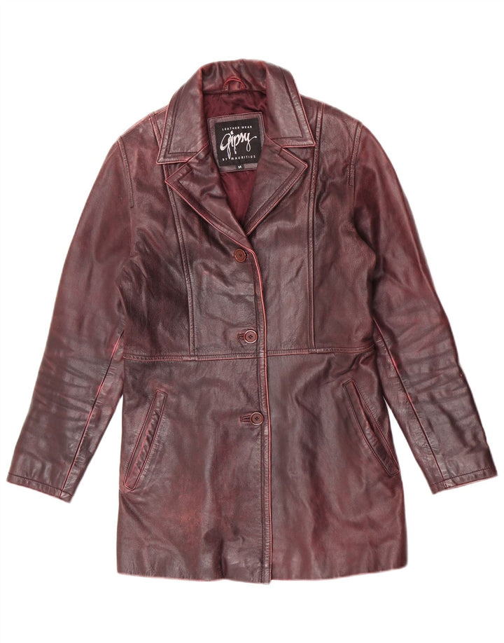 Gipsy by Mauritius Abrigo de cuero para mujer UK 42 Medio Borgoña