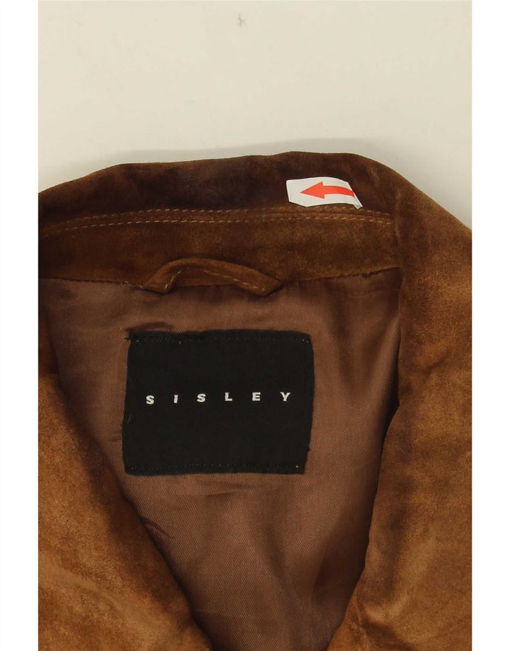 Sisley Chaqueta Bomber de Ante para Hombre UK 36 Small Brown