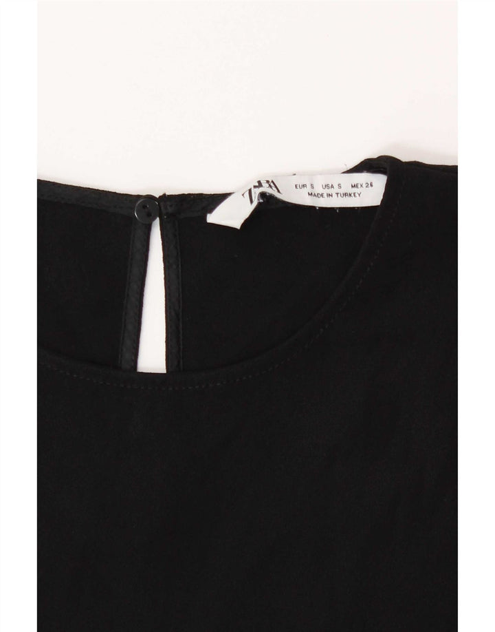 Zara Mujer Blusa Top UK 10 Small Negro