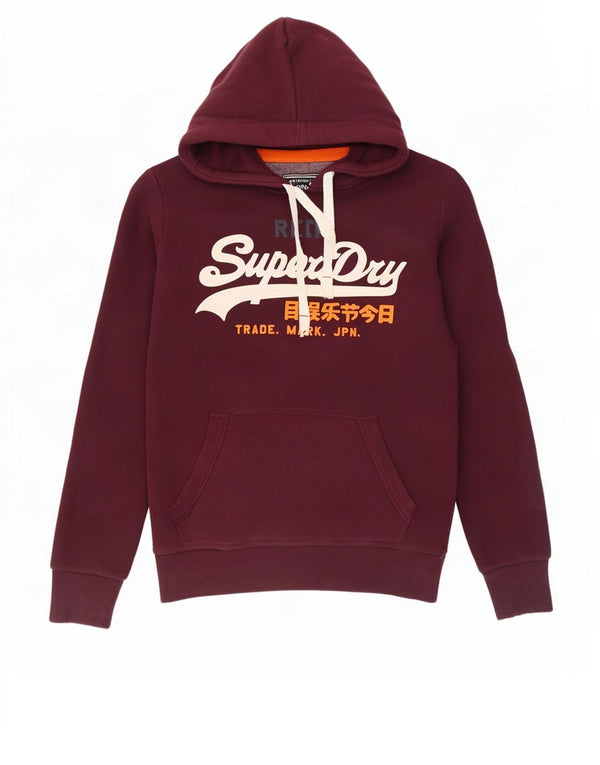 Superdry Jersey con capucha gráfica de algodón en color burdeos medio