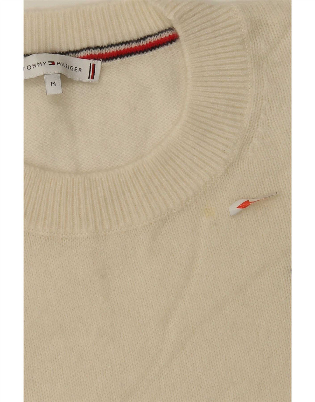 Tommy Hilfiger Suéter de cuello redondo para mujer UK 14 Medium Off White Wool