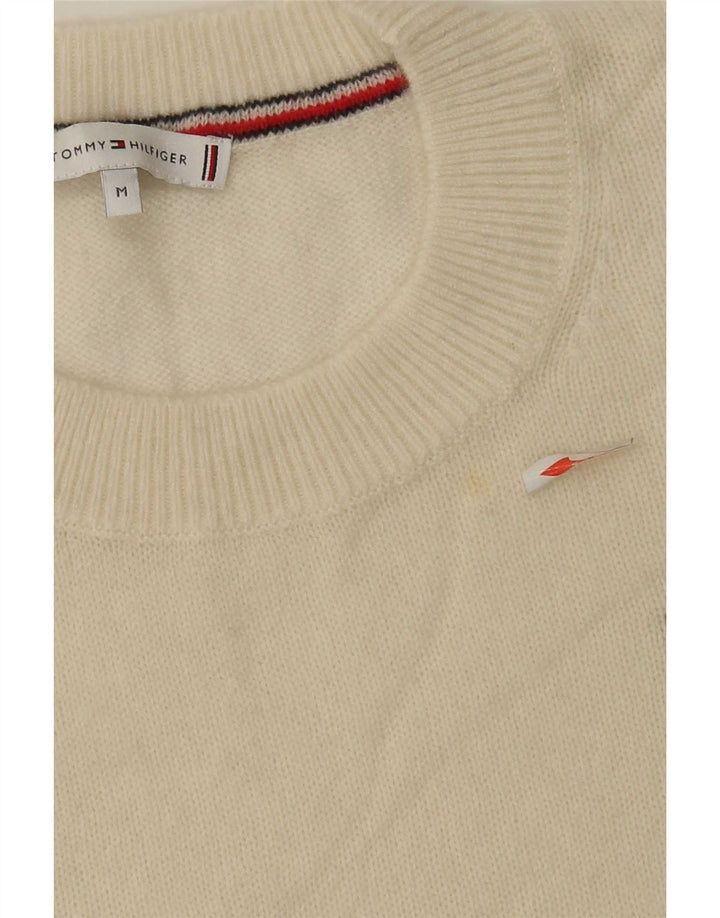 Tommy Hilfiger Suéter de cuello redondo para mujer UK 14 Medium Off White Wool