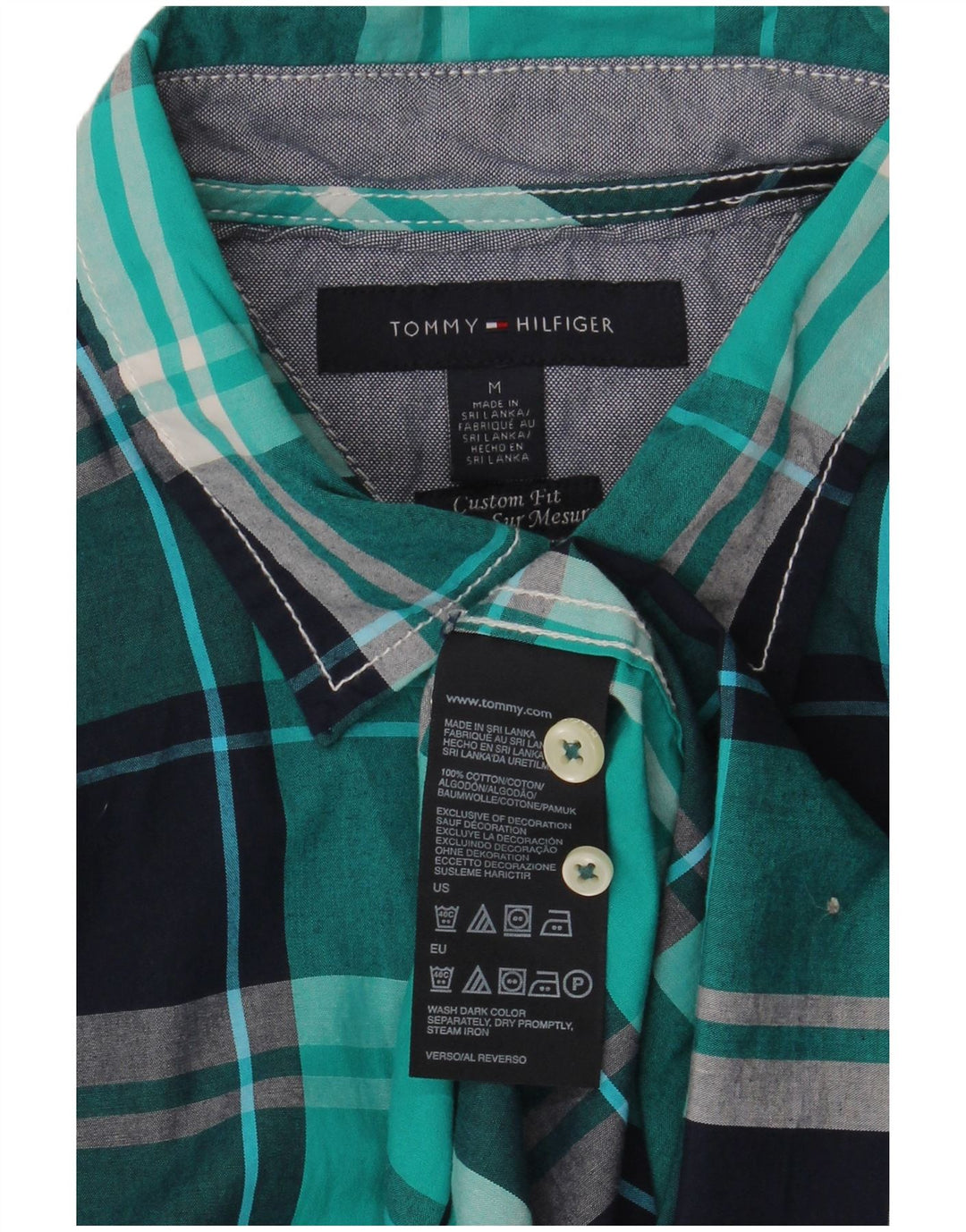 Camisa Tommy Hilfiger de corte personalizado de algodón a cuadros azul medio para hombre