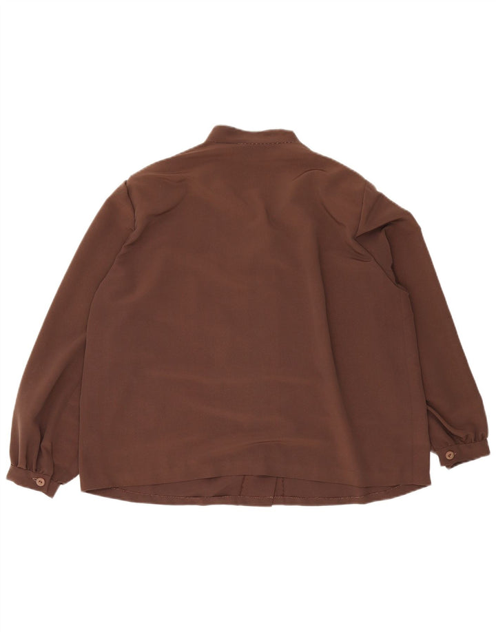 Vintage mujer camisa blusa Reino Unido 16 marrón grande