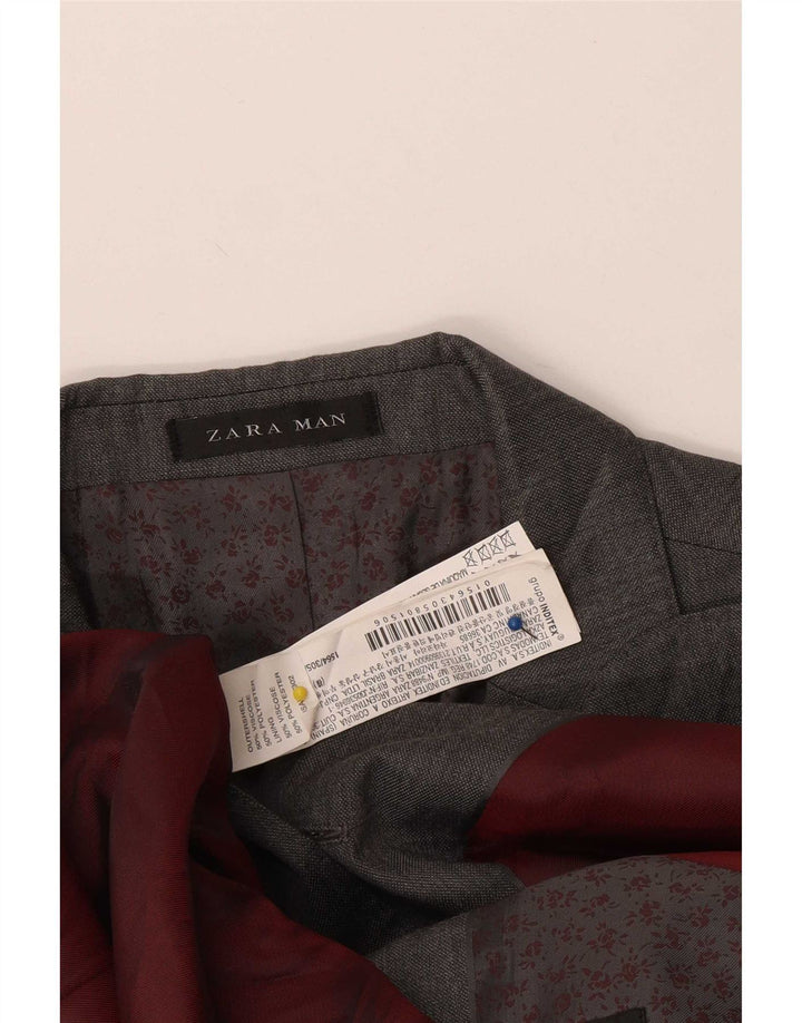Zara Chaqueta Blazer De 2 Botones Para Hombre UK 38 Viscosa Gris Medio