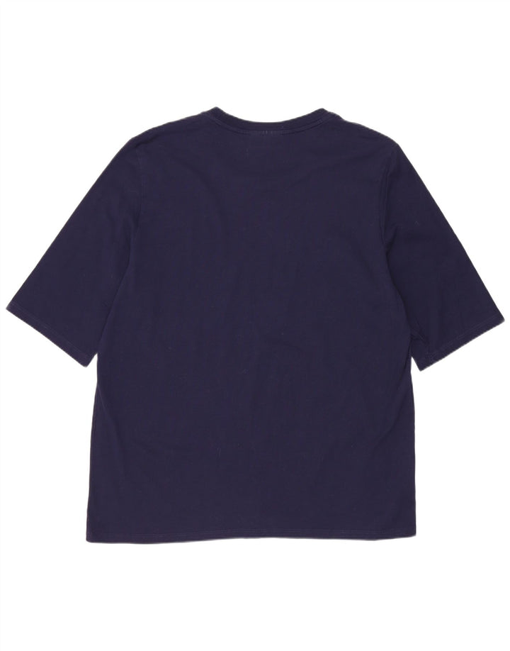 Camiseta Lacoste Mujer Top Talla 44 Grande Azul Marino Algodón