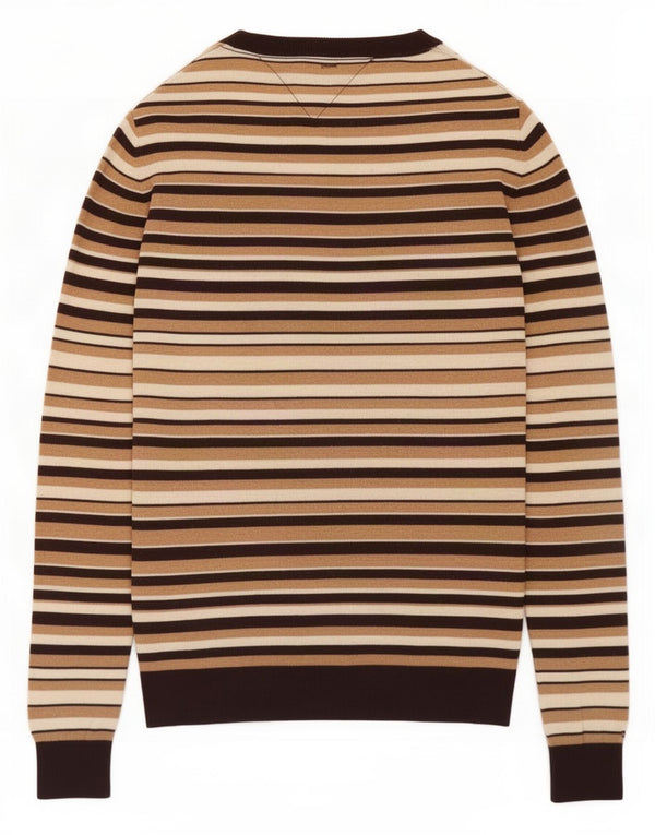 Tommy Hilfiger Suéter tipo jersey con cuello en V para mujer Reino Unido 44 Rayas beige medianas