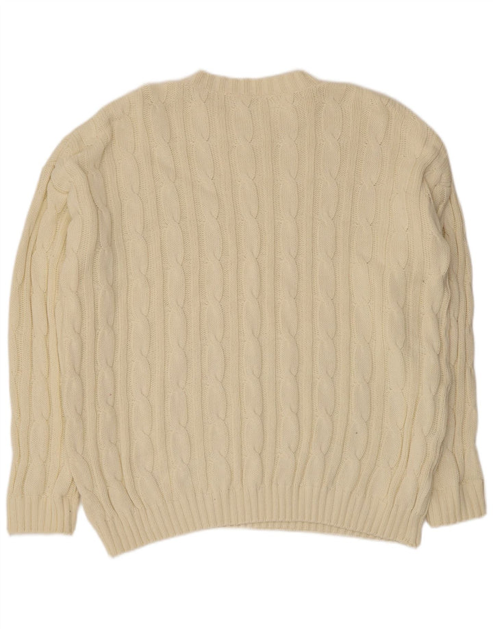 Vintage hombres cuello redondo jersey suéter 2XL Beige