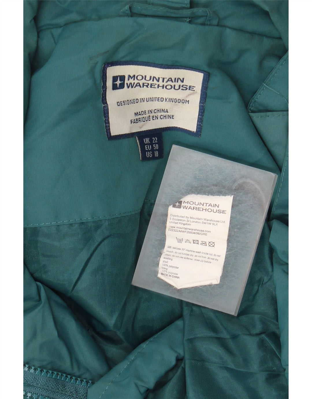 MOUNTAIN WAREHOUSE Chaqueta impermeable con capucha para mujer UK 22 3XL Verde Poliéster