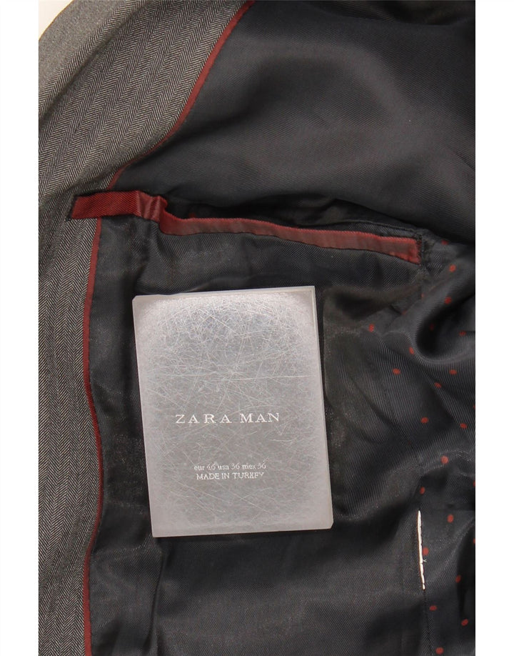 Zara Chaqueta tipo blazer de 2 botones para hombre EU 46 Gris medio en espiga