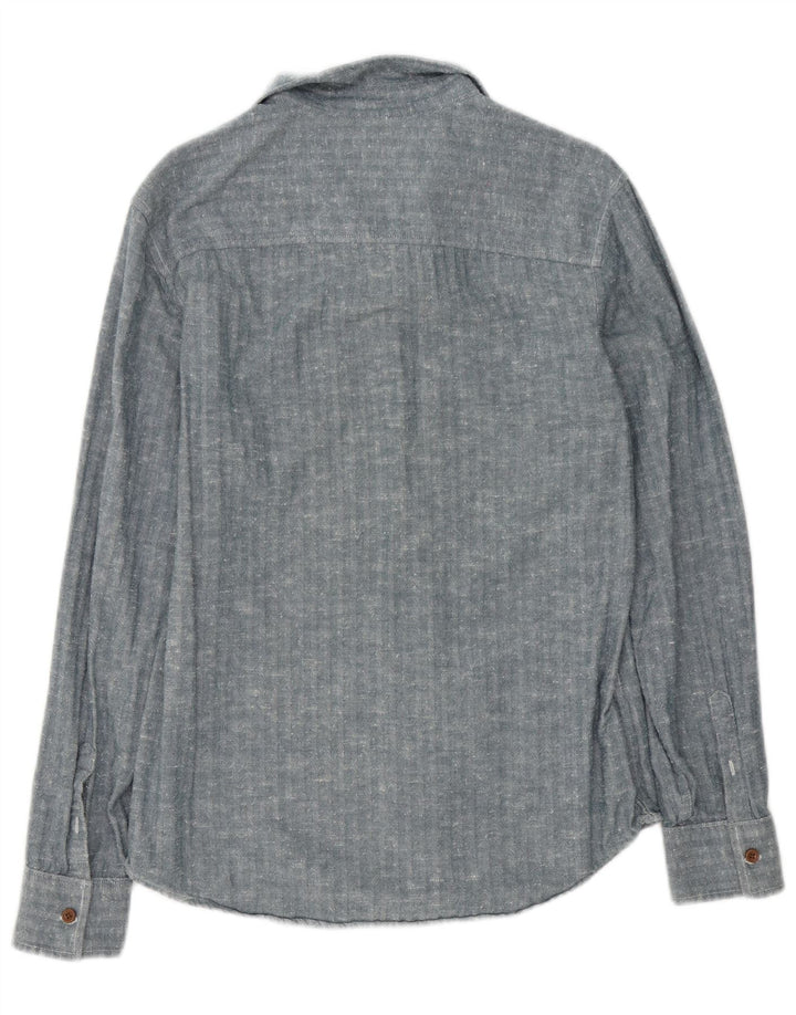 Camisa Heritage Slim Fit De Algodón En Espiga Azul Medio De Penguin Hombre