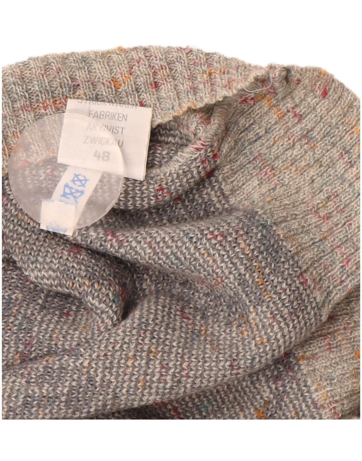 Vintage hombres cuello redondo jersey suéter IT 48 gris medio moteado