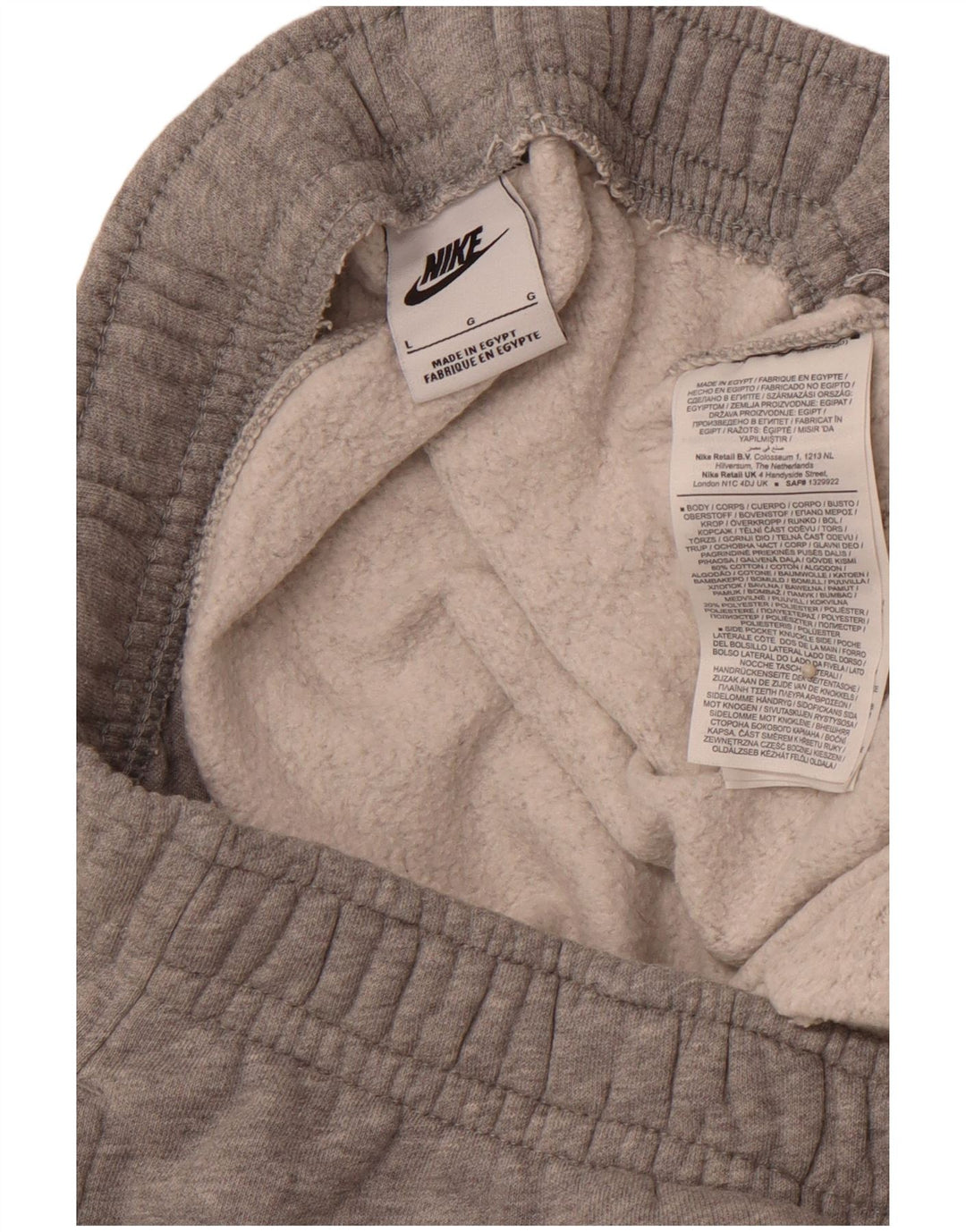 NIKE Hombre Pantalones de Chándal Joggers Large Gris Algodón