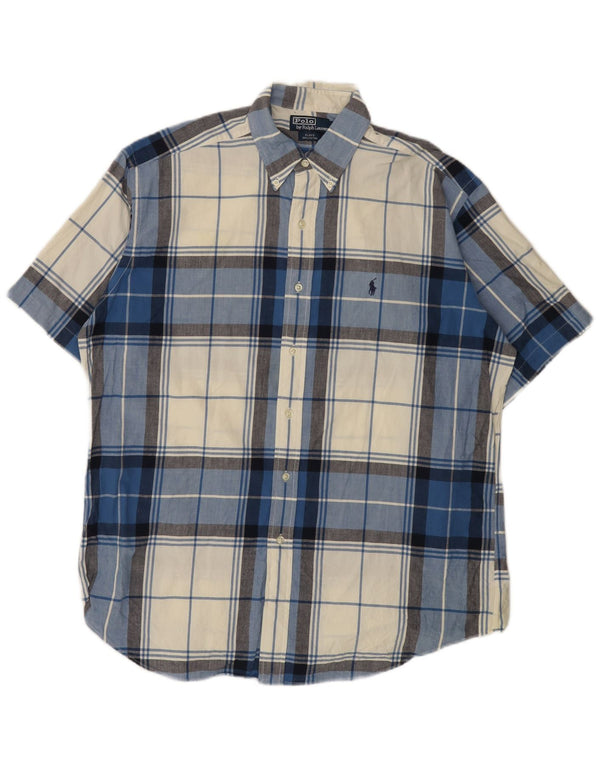 Polo Ralph Lauren Camisa de manga corta Blake para hombre Algodón a cuadros azul grande