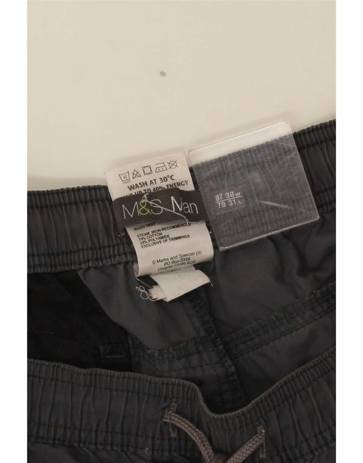 Marks & Spencer Pantalones rectos para hombre W38 L31 Algodón gris