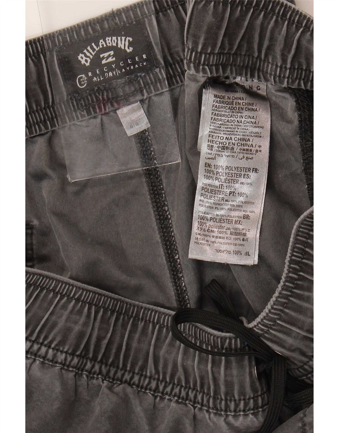 Pantalones cortos Billabong para hombre grande W34 poliéster gris