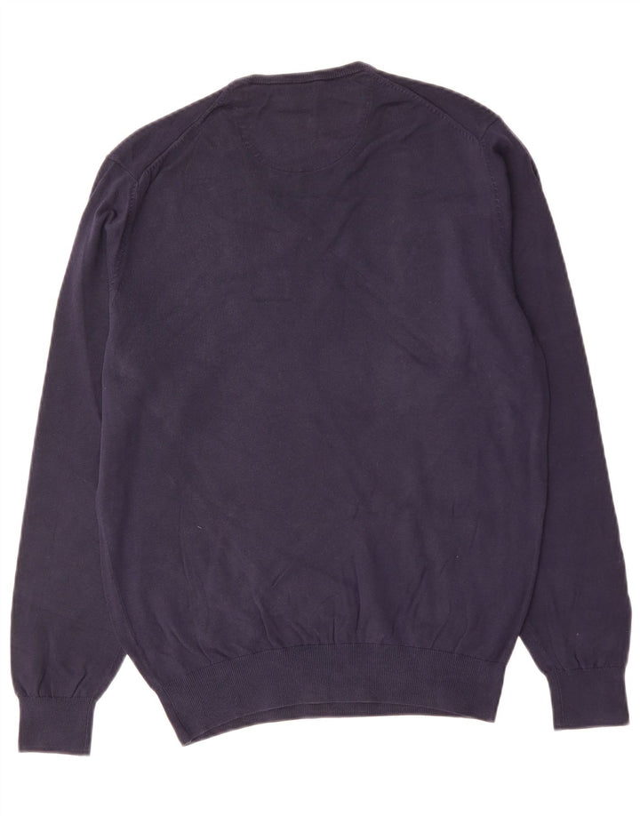MASSIMO DUTTI Jersey Con Cuello En V Hombre Azul Marino Medio