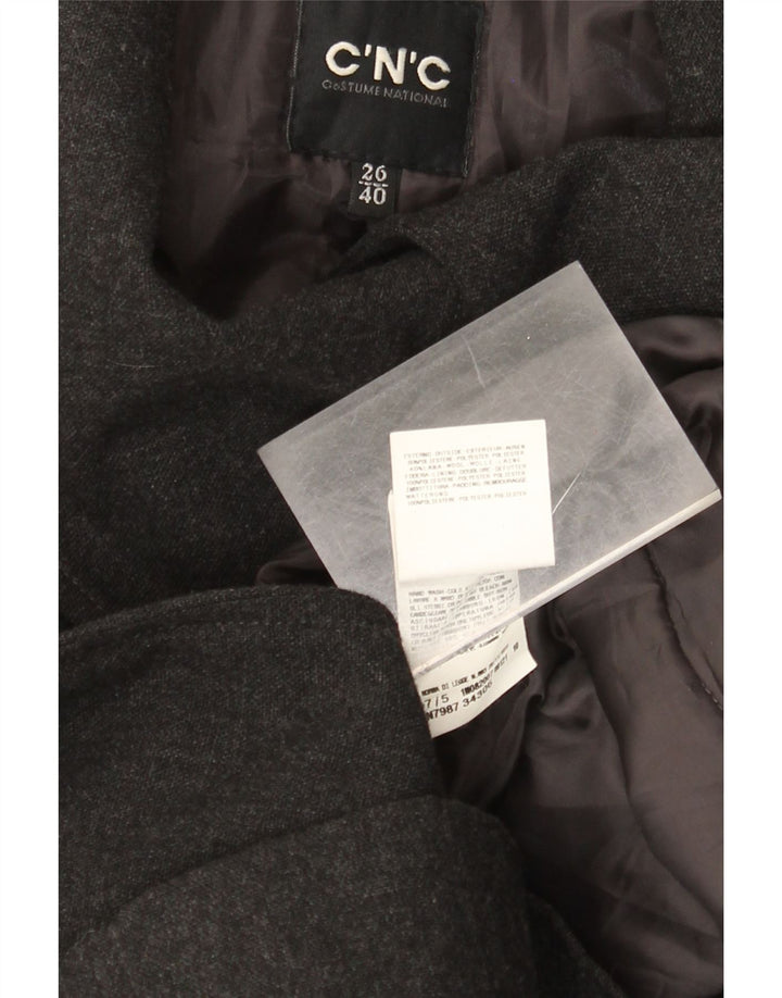 CNC Costume National Abrigo cruzado para mujer IT 40 Small Gris Poliéster