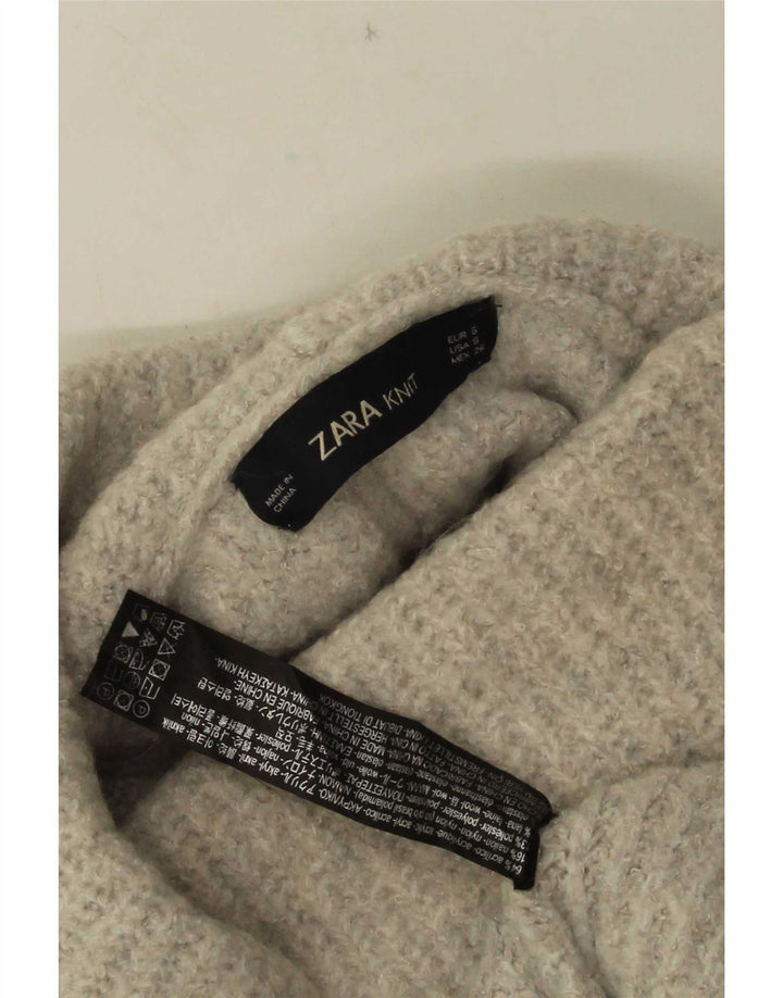 Zara Mujer Oversize Roll Neck Jumper Sweater UK 10 Small Gris Acrílico